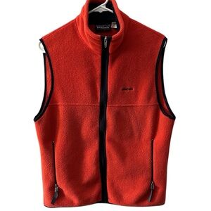 Vintage Patagonia Rare Women’s Orange Synchilla Fleece Vest, Size Small.